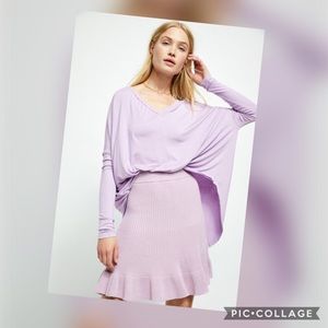 NWT Free People Lilac Ribbed Skirt Size Large